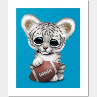 White Tiger Cub Playing With Football Posters and Art
